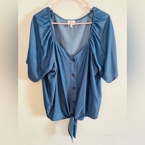Blue Button-Down Blouse